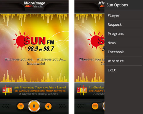 Sun FM App Screenshots